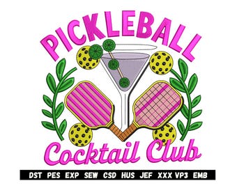 Pickleball Embroidery  | Sports Machine Embroidery Pattern |  Tennis Gift Design