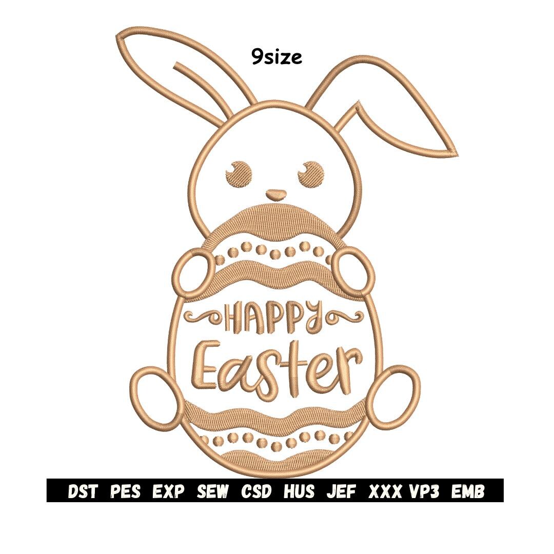 Easter Bunny Egg Machine Embroidery Design, Happy Easter Stitch File ...