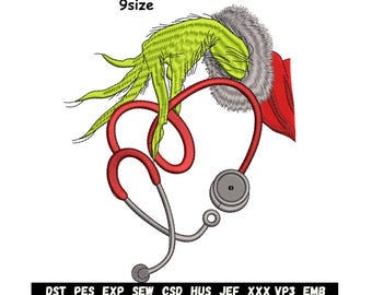 Nurse Christmas Embroidery Design | Holiday Stethoscope (Instant Download)