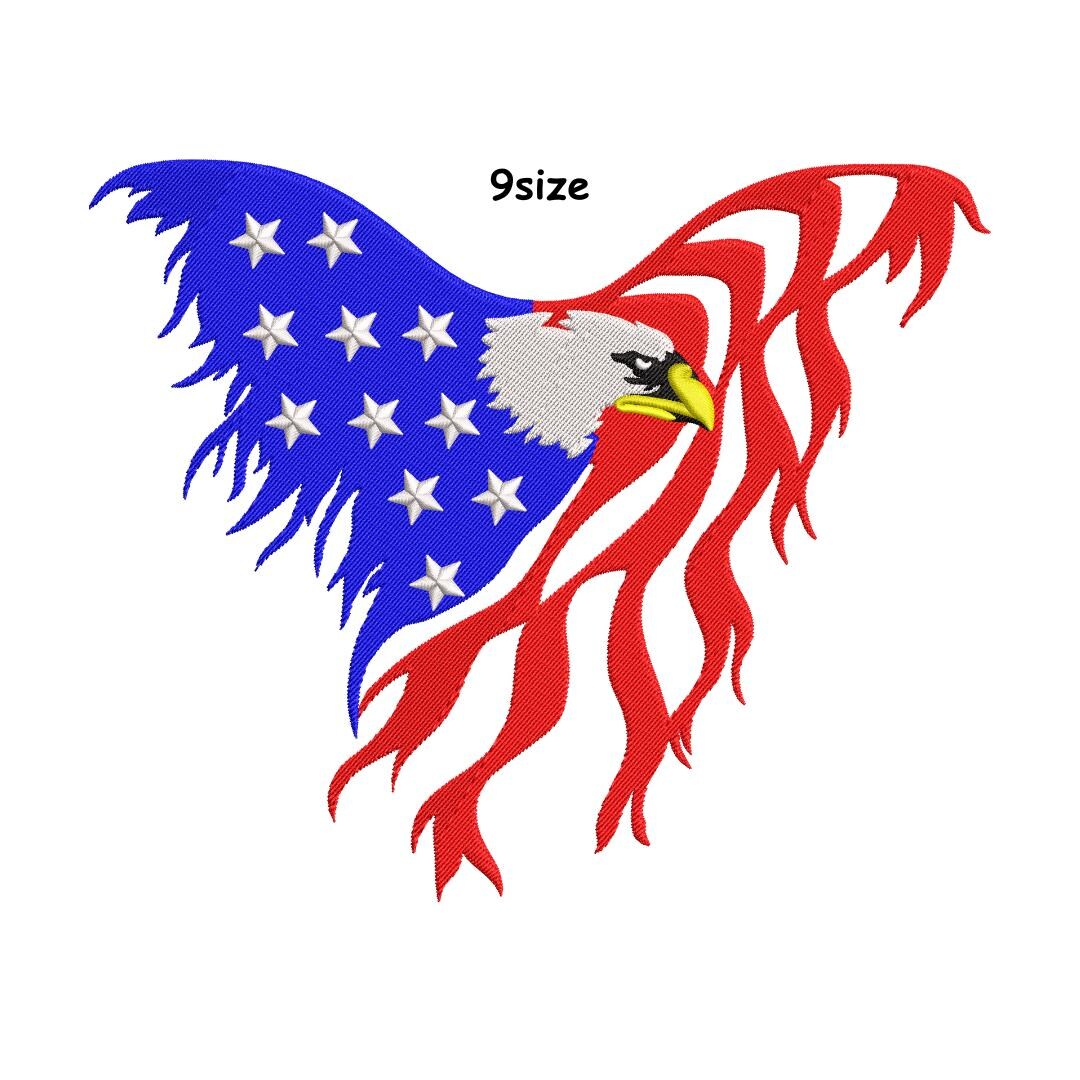 American Eagle Flag Embroidery Design, Patriotic USA Machine Art ...