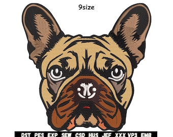 Bulldog Face Embroidery Design | Pet Dog Stitch File (Instant Download)