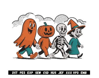 Halloween Trick-or-Treating Christmas "Embroidery" Design" | Embroidery PES File | Instant Download