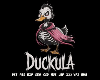 Dakula Duck Halloween Embroidery Design: Vampire Duck, PES DST Files