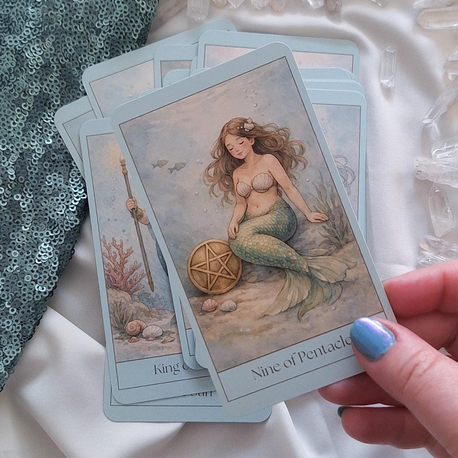 Mermaid Tarot Card Deck in Pastel Watercolor, Soft and Mystical Ocean ...