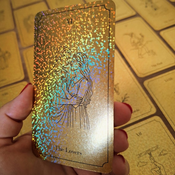 holographic tarot cards Gold Holographic Tarot Cards, Golden Glitter Tarot Deck, Shiny Sparkle Tarot