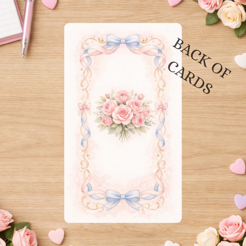 Blank Rococo Card Pink Coquette Tarot Card Deck, Rococo Divination Cards With Watercolor ...