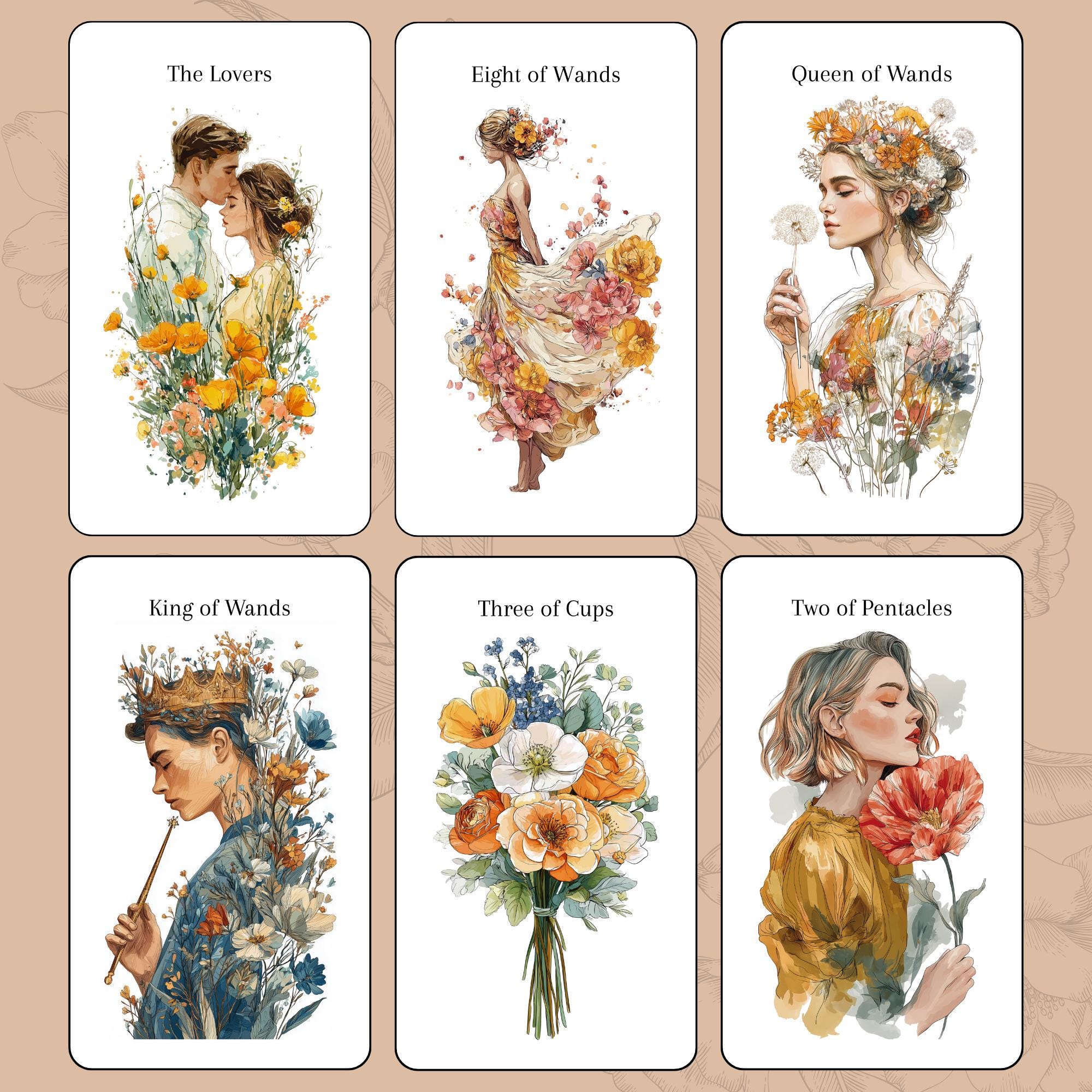Flower tarot deck - Etsy 日本