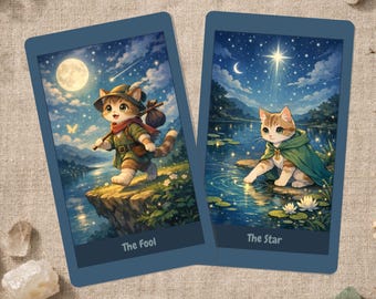 Talia kart tarota Anime Cat, niebieskie karty wróżbiarskie ze średniowiecza