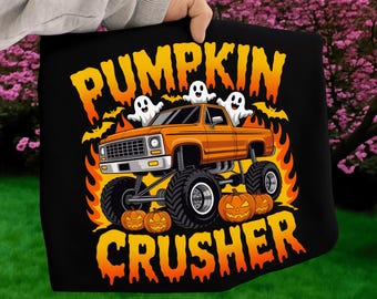 Camión monstruo triturador de calabazas para Halloween PNG / Camión fantasma divertido PNG / Diseño de sublimación de camión de Halloween / Otoño espeluznante PNG para camisetas y tazas