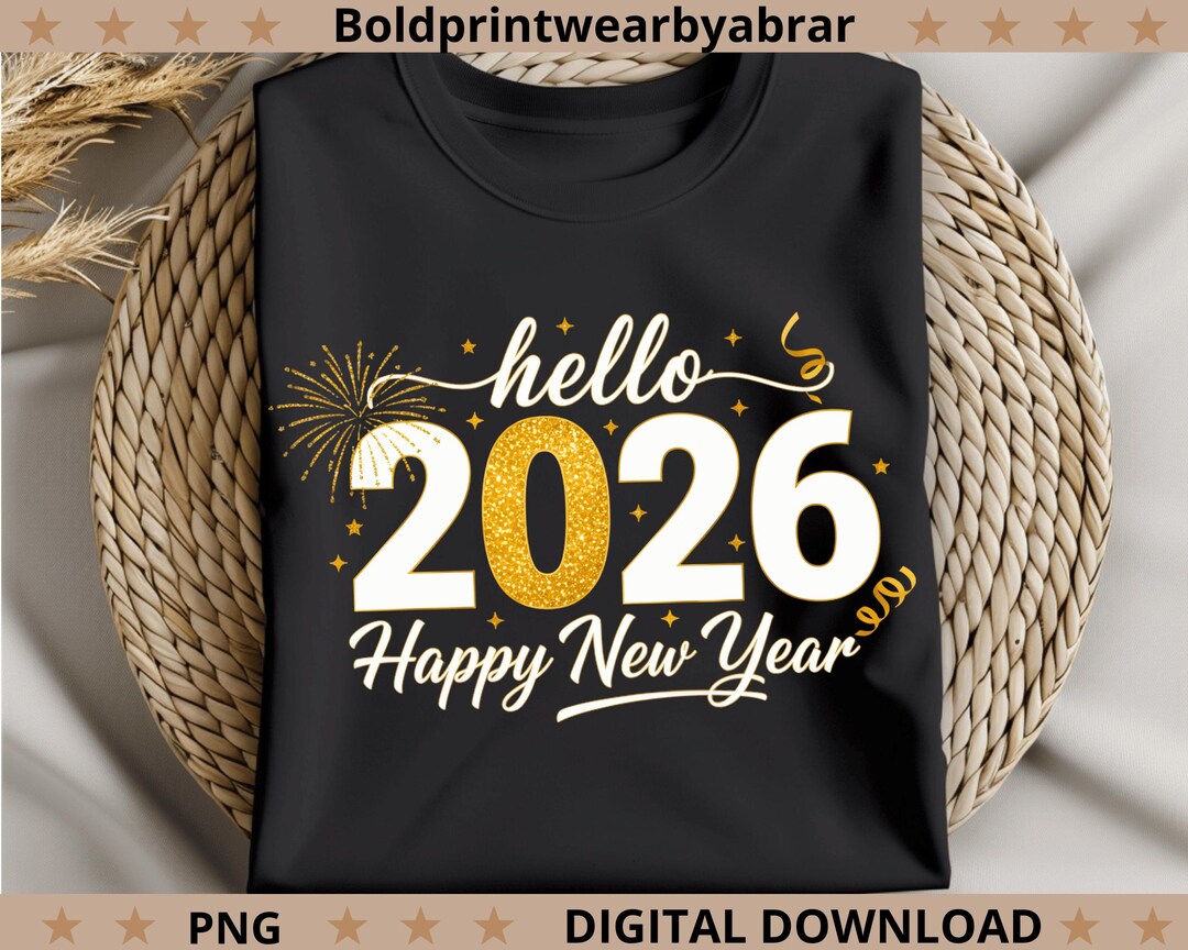 Hello 2026 Happy New Year PNG | Gold Glitter New Year Design | Festive ...