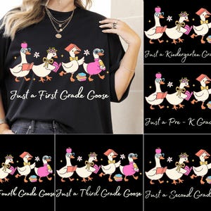 Back to School Goose PNG Bundle, Coquette Teacher First Day of School Shirt Design, Preppy Floral Sublimation, Pre-k 1st/2nd/3rd/4th Grade