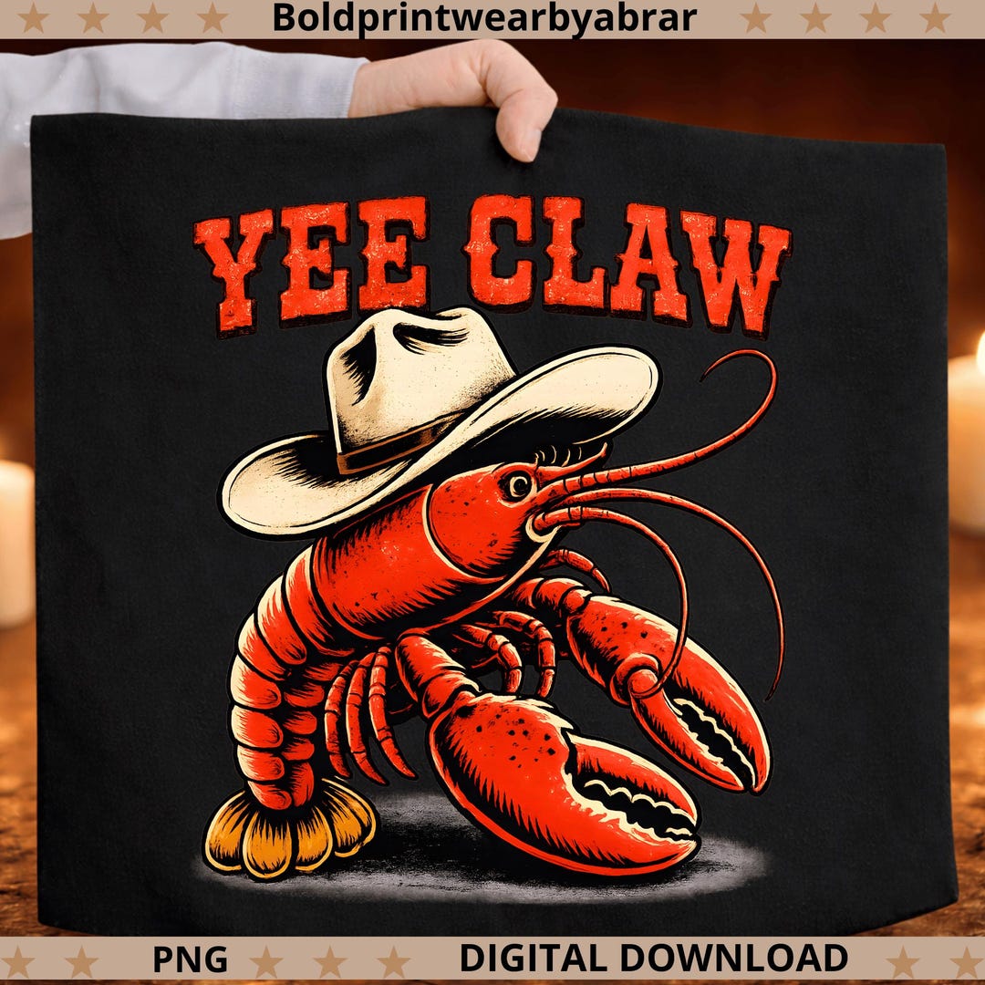 Yeecaw Yee Claw PNG Funny Lobster Cowboy Design, Western Humor Meme PNG, Red ...