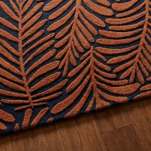 Modern Leaf Area Rug ,Wool Area Rug, Entryway Rug, Carpet For Bedroom Aesthetics, Living Room, Hall, Kitchen, Office, Custom Rugs image 4
