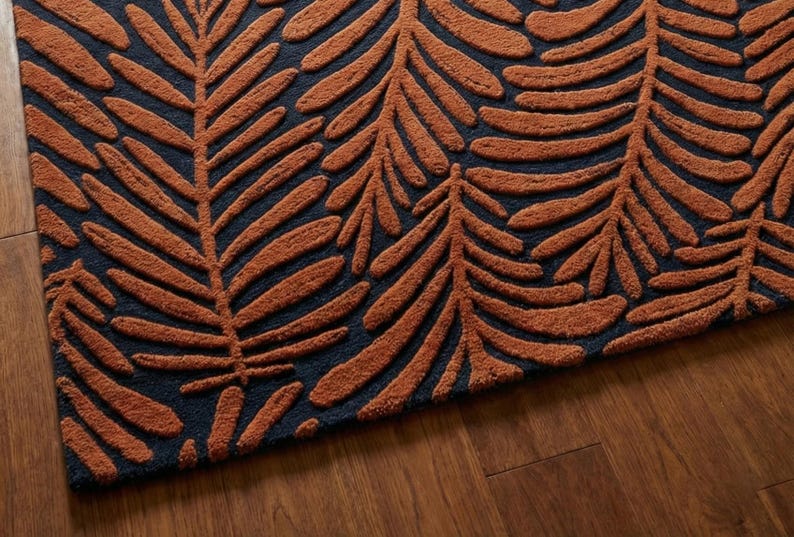 Modern Leaf Area Rug ,Wool Area Rug, Entryway Rug, Carpet For Bedroom Aesthetics, Living Room, Hall, Kitchen, Office, Custom Rugs image 4