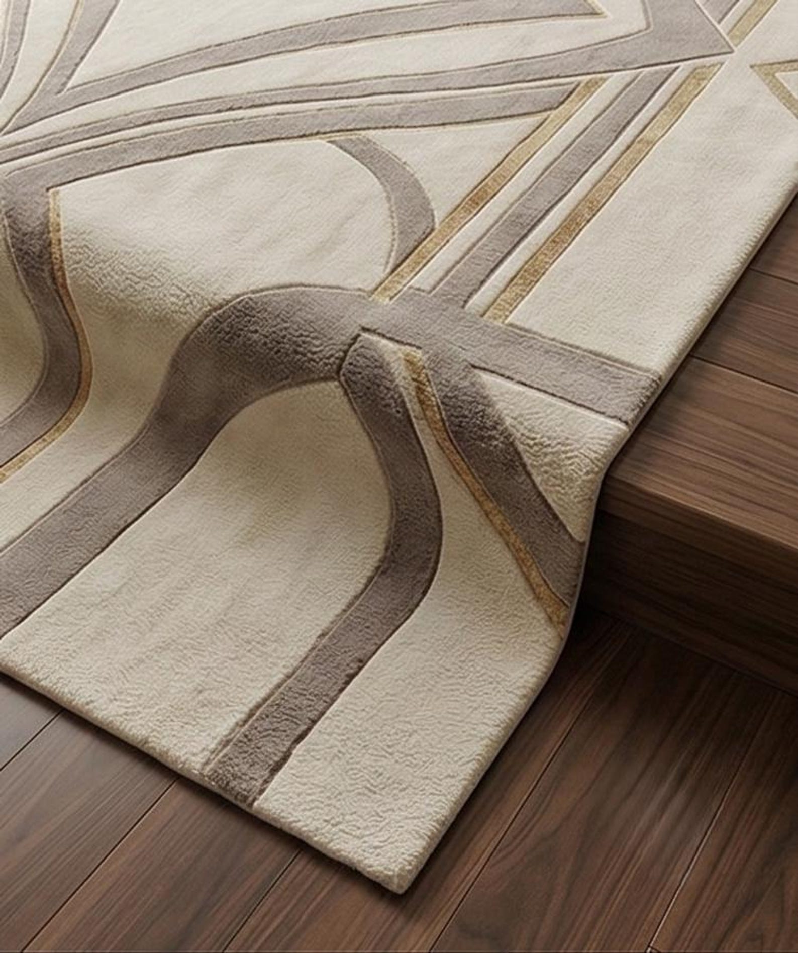 Neutral Deco Rug Luxury Neutral Geometric Area Rug, Modern Beige & Gold Living Room and ...