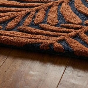 Modern Leaf Area Rug ,Wool Area Rug, Entryway Rug, Carpet For Bedroom Aesthetics, Living Room, Hall, Kitchen, Office, Custom Rugs image 5