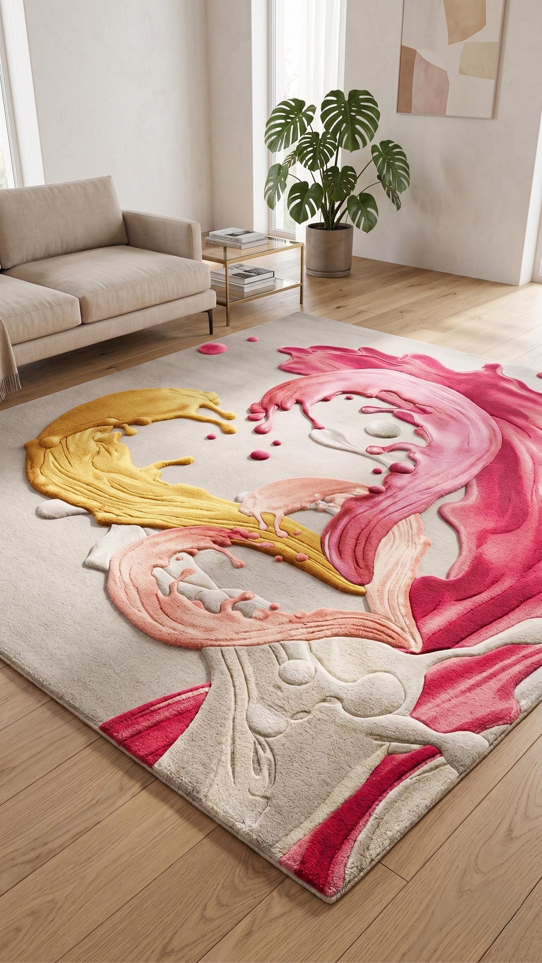 Scared Heart Rug Handmade 3D Abstract Heart Rug - Modern Tufted Handmade Paint Splash ...