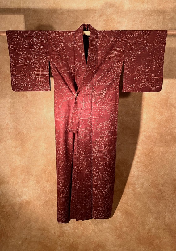 Vintage Unlined Silk Tsumugi Kimono / Earth Color 