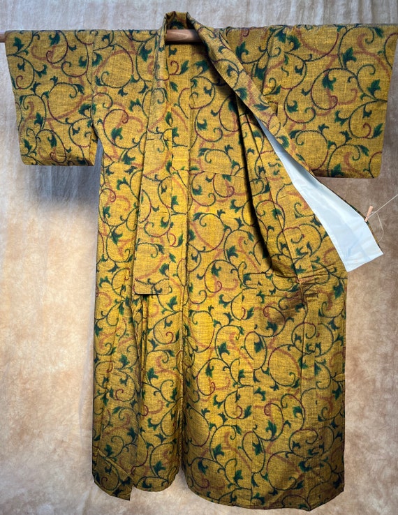 Vintage Japanese Pongee kimono / Nice design and … - image 8