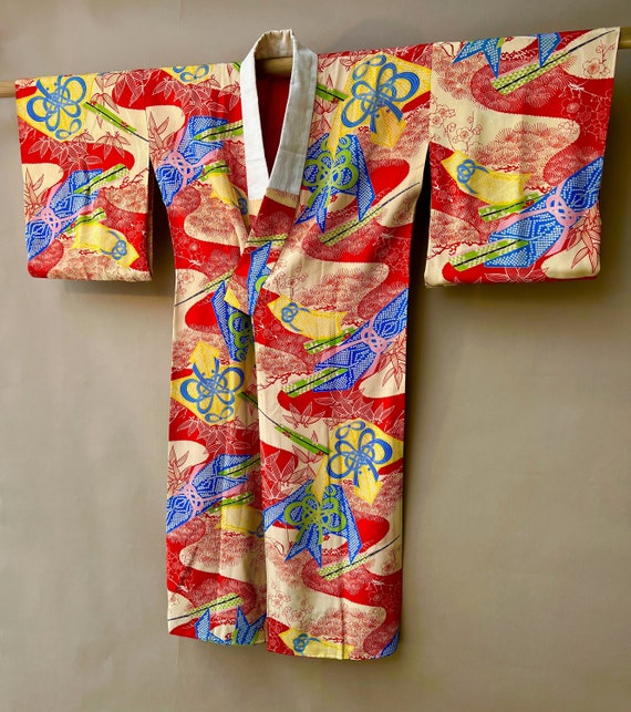 Antique Juban Kimono / Unique and Artistic Design,