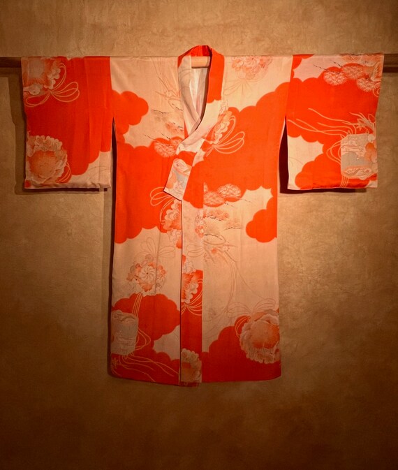 Antique Silk Awase Lined Juban Kimono / Rare For … - image 6