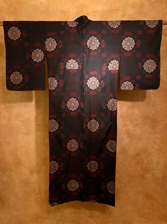 Antique Pure Silk Kimono Famous Oshima Tsumugi Mu… - image 8