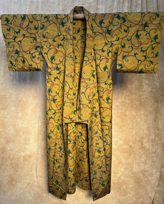 Vintage Japanese Pongee kimono / Nice design and … - image 7