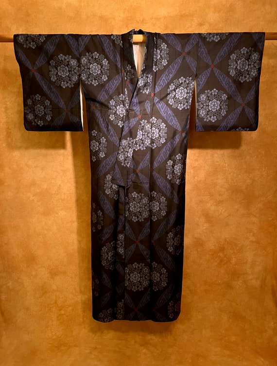 Antique Pure Silk Famous Oshima Tsumugi Indigo Del
