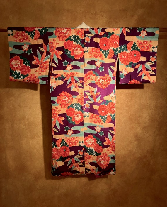 Antique Hand-Woven Pongee Silk Kimono / Unique Rus