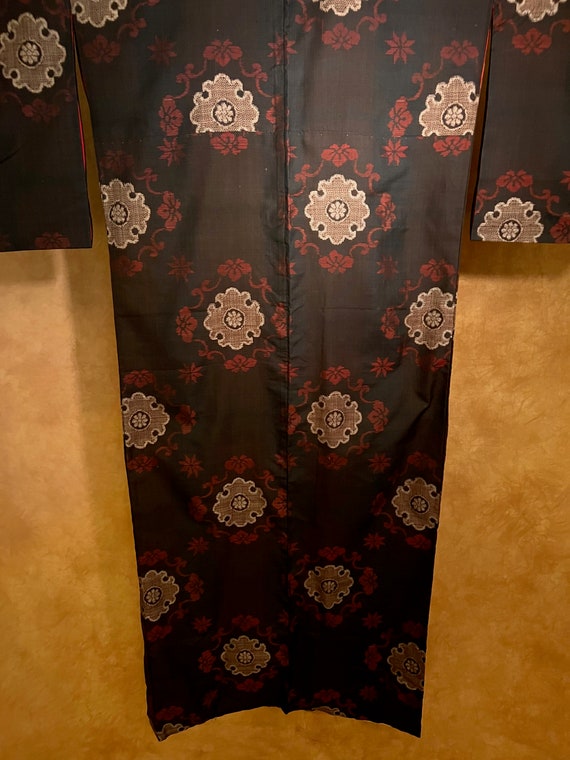 Antique Pure Silk Kimono Famous Oshima Tsumugi Mu… - image 9