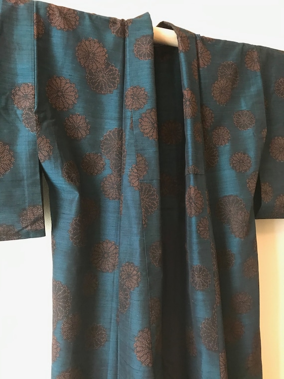 Vintage Silk Kimono / Tokamachi Tsumugi (pongee) /