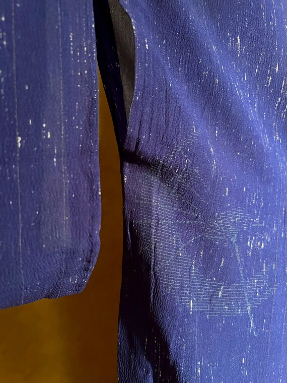 Antique Silk Chirimen Unlined Hitoe Kimono / Rain… - image 3