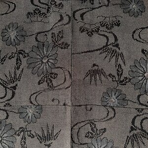 Vintage Unlined Tsumugi Silk Kimono / Flowing Water Flower Zen Cool / Good Condition image 8