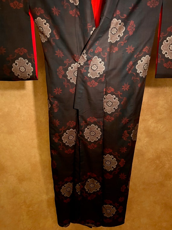 Antique Pure Silk Kimono Famous Oshima Tsumugi Mu… - image 6