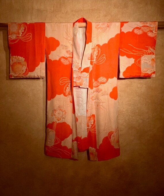 Antique Silk Awase Lined Juban Kimono / Rare For … - image 8