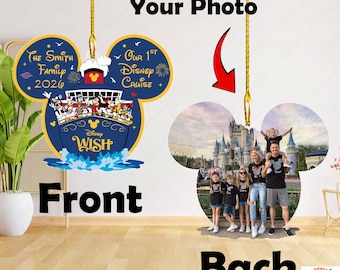 Adorno navideño personalizado de Mickey y sus amigos de Disney Cruise, adorno navideño de vacaciones con nombre personalizado, regalo para recordar un viaje en crucero, decoración para el árbol de Navidad