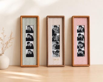 Personalized Photo Strip Frame, Custom Couple Picture Frame, Anniversary Gift for Boyfriend Girlfriend, Wedding Keepsake, Fabric Photo Frame