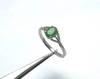 Oval Emerald Ring: Handmade 925 Sterling Silver Birthstone Jewelry