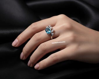 Ring med blå topas | 925 sterlingsilver, decembers födelsesten