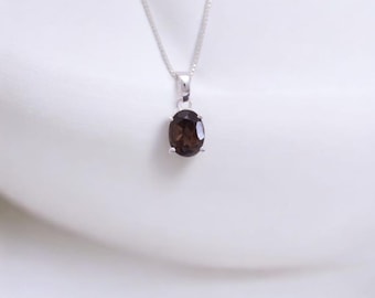 Smoky Quartz 925 Sterling Silver Pendant | Vintage Style Necklace