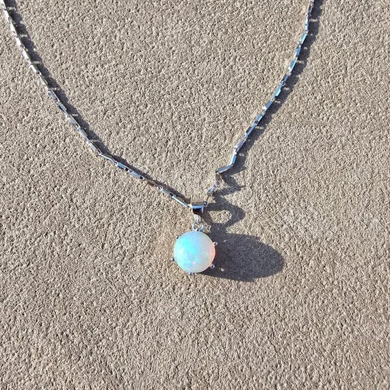 Opal Pendant Necklace | Natural Opal Gemstone in 925 Sterling Silver | Elegant Birthstone Jewelry Gift for Women