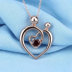 Pendentif rubis en forme de coeur, argent sterling 925, collier romantique avec pierre de naissance de juillet