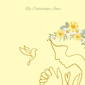 May include: A light yellow background features text and line art. The text reads "Awakened in Christ: What It Really Means to Rise, Heal, and Walk in Purpose" and "By: Cedneshaja Jones." A dove and praying hands are depicted in line art.