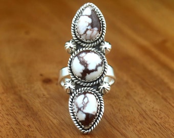 Genuine Wild Horse Ring Handmade Gemstone Ring 925 Sterling Silver Ring Turquoise Ring Handmade Design Ring, Gift For Her
