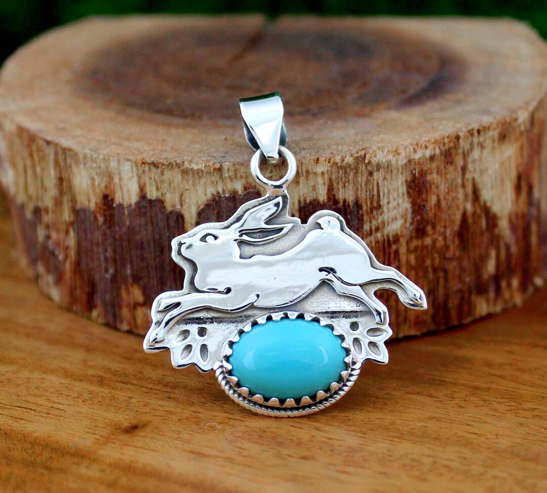 Turquoise Rabbit Pendant, 925 Sterling Silver Jewellery, Cute Animal ...