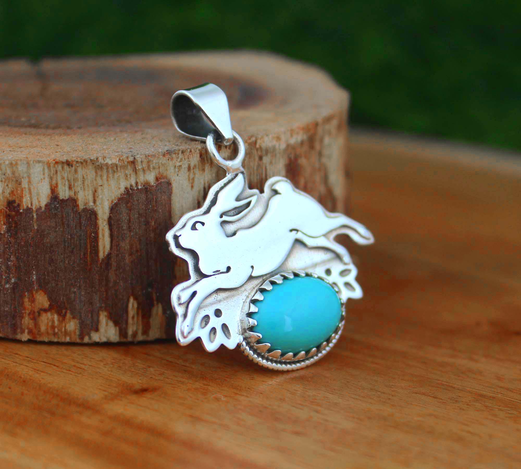 Turquoise Rabbit Pendant, 925 Sterling Silver Jewellery, Cute Animal ...