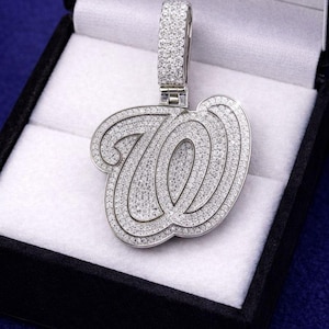 Real Moissanite Initial Letter Pendant Custom Hip-Hop Jewelry, Sterling Silver