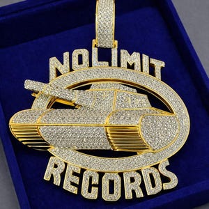 Colgante personalizado de moissanita auténtica sin límite de récords en plata de ley 925, joyería de hip-hop