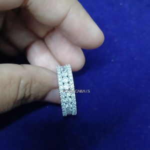 Moissanite Eternity Band Ring: 925 Sterling Silver Wedding, Anniversary