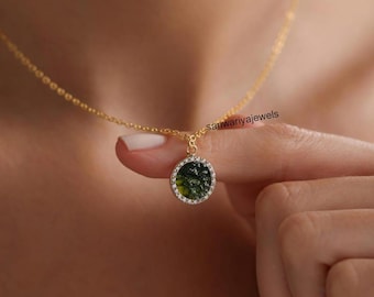 Sterlingzilveren Moldaviet ketting, sierlijke Tsjechische sieraden